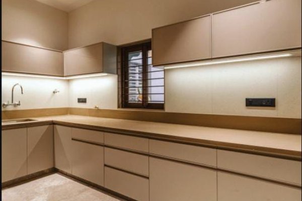 "Farmhouse kitchen with shiplap walls and butcher block countertops"